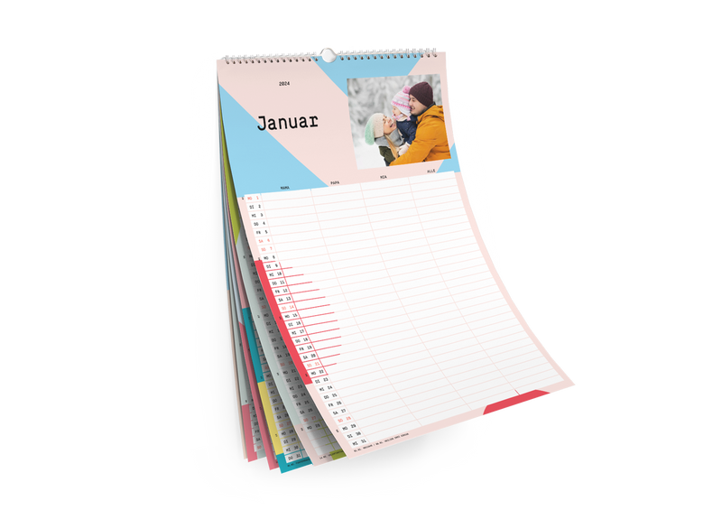 Personalized family planner with 4 to 6 columns from Kleine Prints