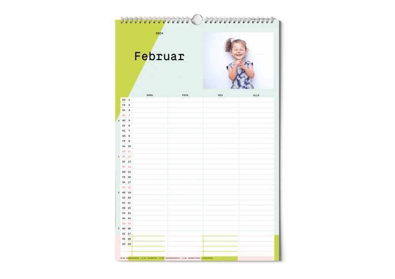 Personalized family planner with 4 columns from Kleine Prints