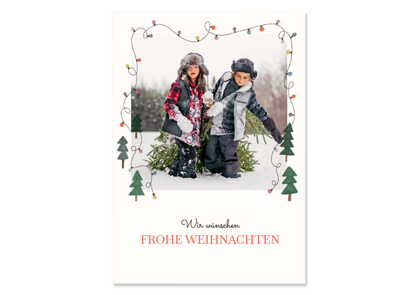 Personalisierte Weihnachtskarte mit Foto "Lichterkette" Gretas Schwester — Kleine Prints