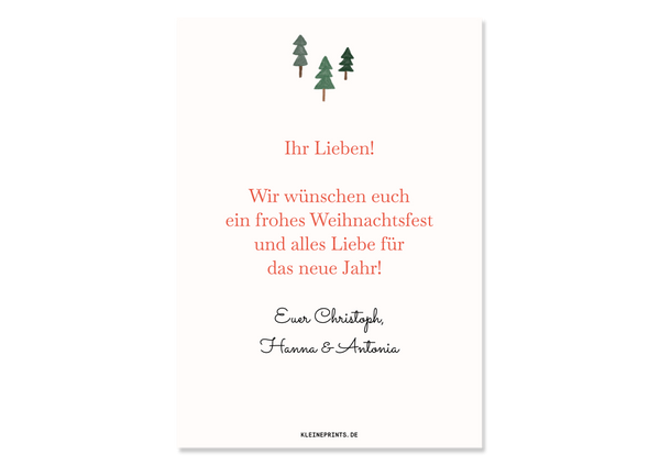 Personalisierte Weihnachtskarte "Lichterkette" Gretas Schwester — Kleine Prints