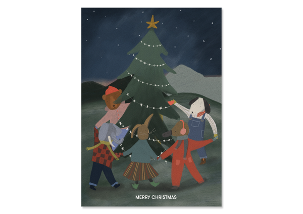 Personalisierte Weihnachtskarte "Tanz um den Baum" Gretas Schwester — Kleine Prints