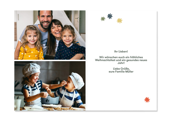 Personalisierte Weihnachtskarte mit 2 Fotos "Tanz um den Baum" Gretas Schwester — Kleine Prints