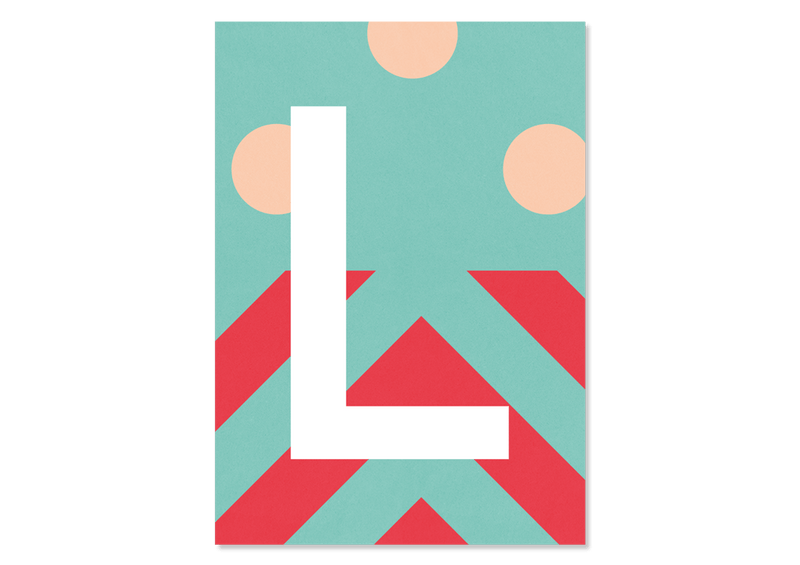 Colourful letters postcard "L" from Kleine Prints
