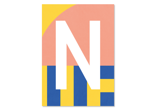 Colourful letters postcard "N" from Kleine Prints