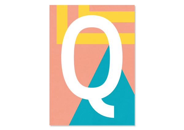 Colourful letters postcard "Q" from Kleine Prints