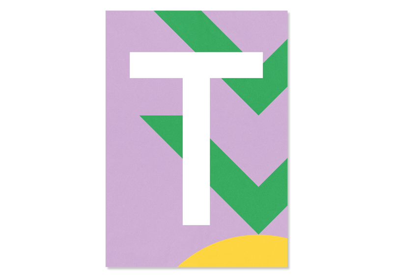 Colourful letters postcard "T" from Kleine Prints