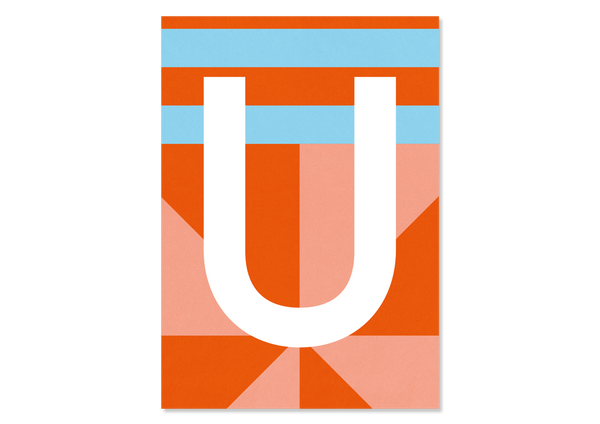 Colourful letters postcard "U" from Kleine Prints
