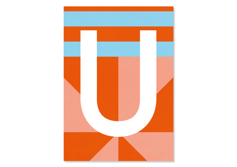 Colourful letters postcard "U" from Kleine Prints