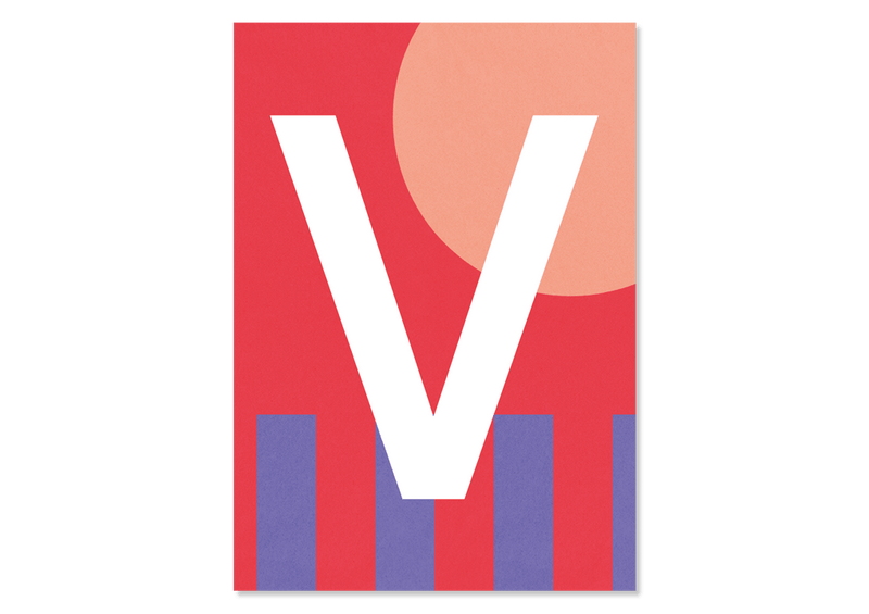 Colourful letters postcard "V" from Kleine Prints