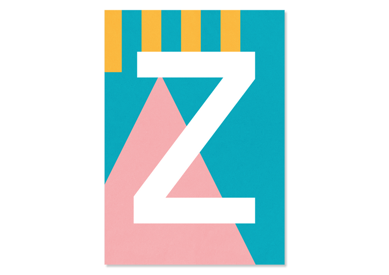 Colourful letters postcard "Z" from Kleine Prints