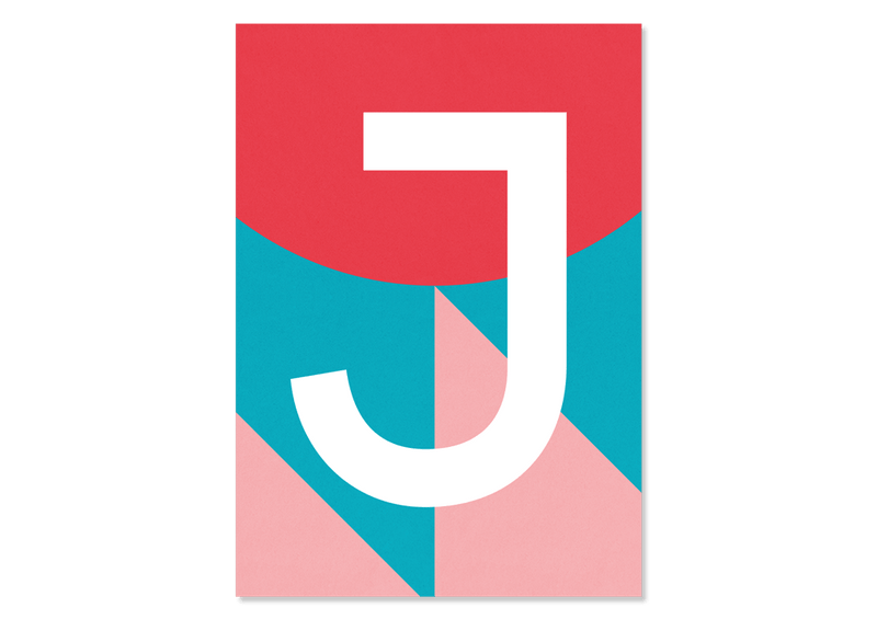 Colourful letters postcard "J" from Kleine Prints
