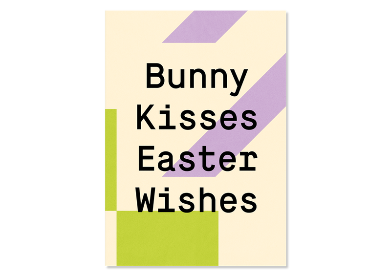 Happy Bunny Kisses Easter Wishes Greetings Card - Kleine Prints