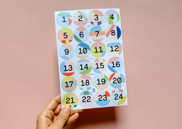 Colourful Advent Calendar Numbers Stickers from Kleine Prints