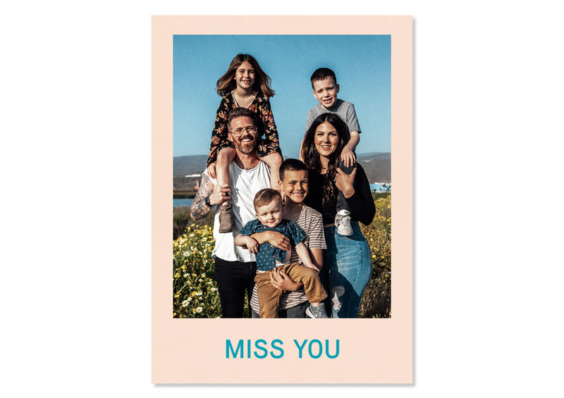 Plain photo greeting card "Miss you" in apricot - Kleine Prints