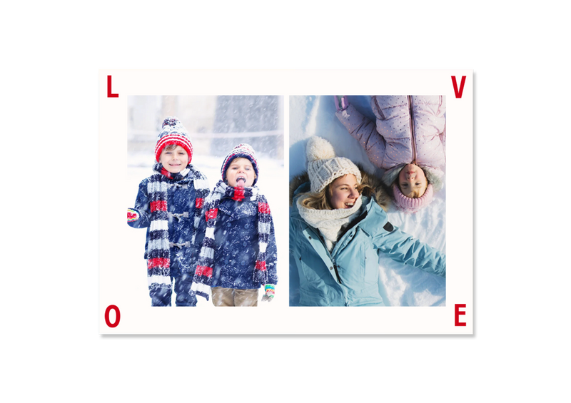 Modern Christmas card with photos "LOVE" - Kleine Prints