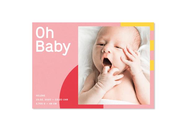 Birth card Oh Baby by Kleine Prints